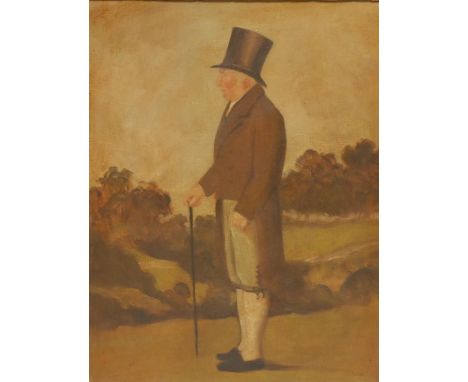 Journey Man School (18th century)Portrait of a Gentleman, wearing a top hat and holding a caneoil on canvas, 46cm x 36cm 