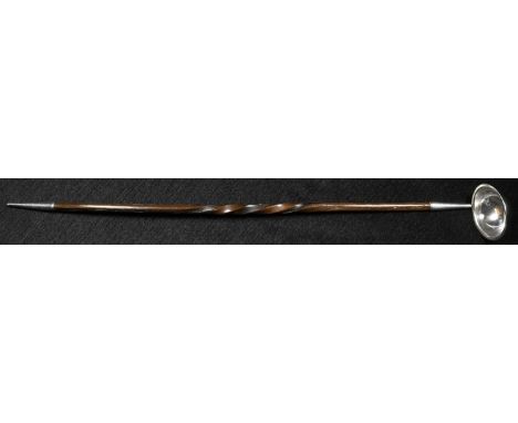 A Scottish Provincial silver toddy ladle, twisted whalebone handle, 25cm long, Ferguson &amp; McBean, Inverness, c.1890 