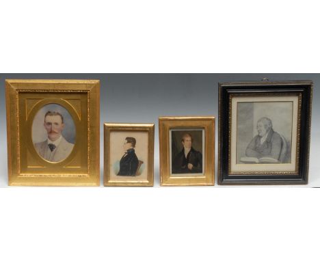 English School, early 20th century, portrait miniature, of a distinguished gentleman, with mustache, waterolour, 12cm x 9cm; 
