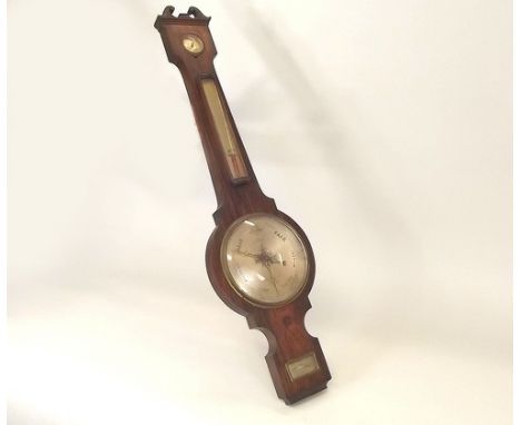 BANJO BAROMETER.
A rosewood banjo barometer by F. Amadio, Cornhill, London, with two dials & a thermometer. Height 98cm. (req