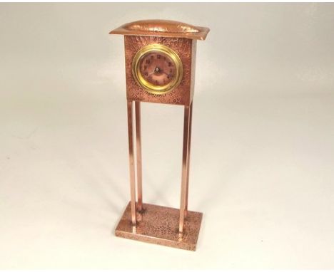 HAYLE COPPER.
A J. & F. Pool of Hayle copper mantel clock. Height 32cm. Clock not working.