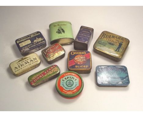 PRINTED TINS.
A small collection of pipe tobacco & cigarette tins. (10)