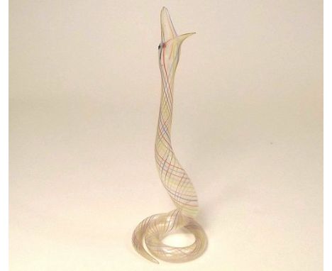 LAMP GLASS SNAKE.
A lamp glass coiled snake with coloured stripes.
Height 19cm.