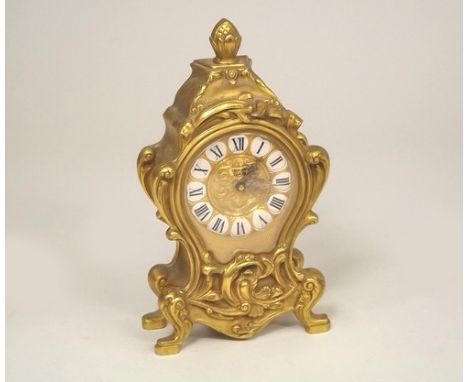 FRENCH CLOCK.
A modern French gilt metal, small mantel clock.
Height 16cm.