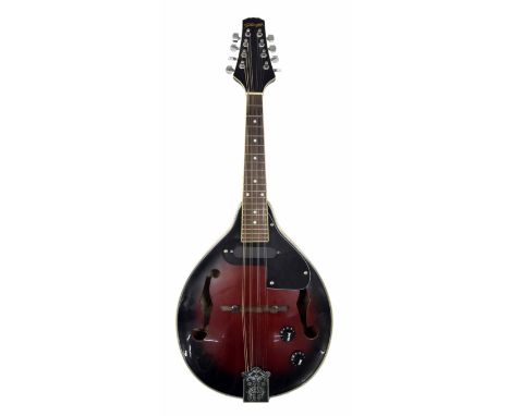 Stagg handmade mandoline, Mod. M50E, red burst finish, with Tribal Planet gig bag 