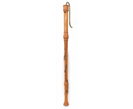 Dolmetsch great bass recorder stamped Dolmetsch&nbsp;Made in England no. 26423, with brass crook 