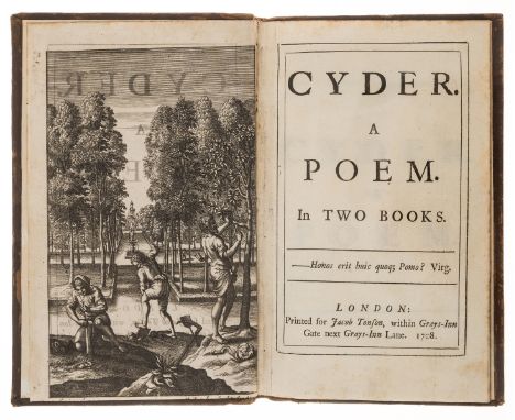 NO RESERVE [Philips (John)] Cyder. A Poem. In Two Books, first edition, engraved frontispiece, half-title following title, co
