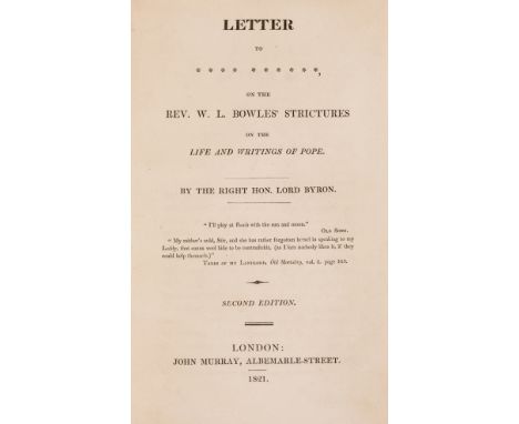 Byron (George Gordon Noel) Mazeppa, A Poem, first edition, first issue, with imprint on p.70 and verso of p.71 blank, half-ti