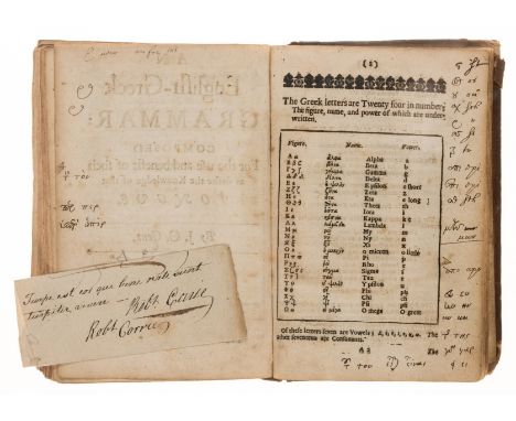 Classics.- [Cokayne (Thomas)] An English-Greek lexicon, containing the derivations, and various significations of all the wor