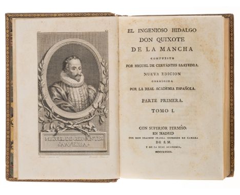 Cervantès Saavedra (Miguel de) El Ingenioso Hidalgo Don Quixote de la Mancha, 4 vol., new edition, 24 engraved plates, engrav