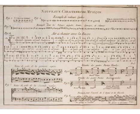 Music.- Rousseau (Jean Jacques) Dictionnaire de musique, engraved title vignette and 13 folding plates at end, errata and app