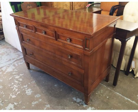 COMMODE, 120cm W x 89cm H x 55cm D, fruitwood in Grange style with five drawers. 