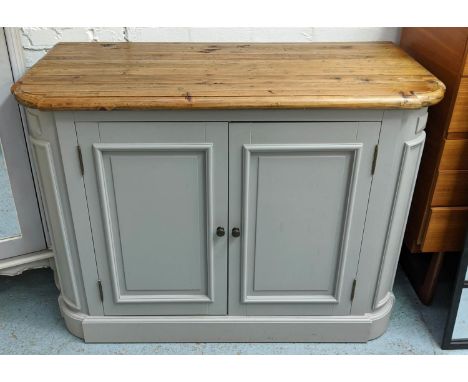 SIDEBOARD, 121cm x 56cm x 89cm, French provincial style, grey painted, with two doors, enclosing shelf. 