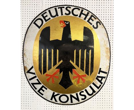 GERMAN ENAMEL SIGN, reputably from the German Embassy, circa 1950s, 83cm x 73cm. 