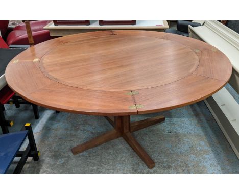 DYRLUND FLIP-FLAP TABLE, vintage 1960s teak, extendable design, 150cm x 72cm H. 