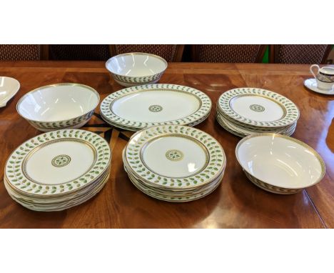 BERNARDAUD LIMOGES 'CONSTANCE PART DINNER SERVICE, including seventeen dinner plates, two serving trays and three bowls. (22)