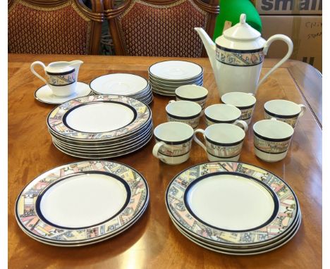 HUTSCHENREUTHER GERMANY 'ATRIUM' PLATES, a set of eleven with eight coffee cups and saucers, cream jug and coffee pot. 