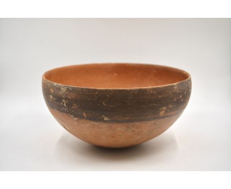 A Large Painted Red Pottery Bowl, Neolithic period, Yangshao culture, c. 4800-3500 B.C.Reference.For a similar incised large 