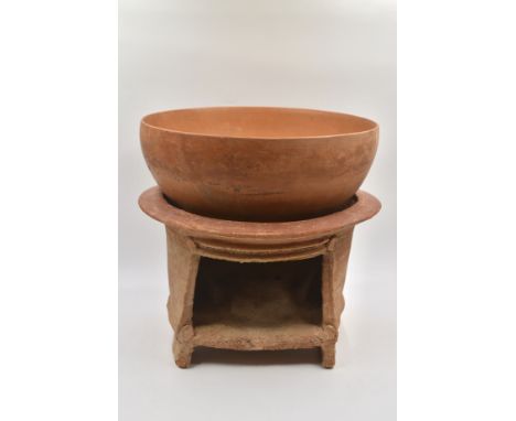 A Red Pottery Stove and A Large Red Pottery Bowl. Neolithic period, Yangshao culture, c. 4800-3500 B.C.Reference.For a simila