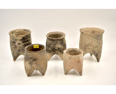 Five Small Tripod Pottery Vessels, Neolithic period, Xiajiadian culture, 2nd Millennium BC Reference. For a similar grey pott