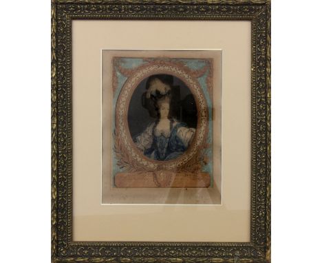 MARIE ANTOINETTE.Frankreich, 18.Jh. Portrait der französischen Königin. Farblitho mit Legende. 28x18cm, Ra.
