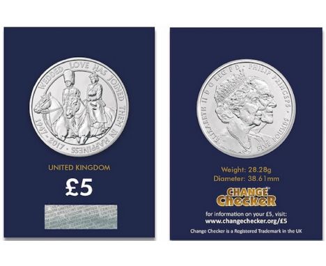 Royal Mint 2017 Platinum Wedding brilliant uncirculated UK £5 coin. The coin has two new designs; the first combined portrait