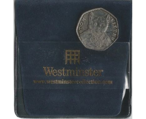 Royal Mint 2017 Tom Kitten brilliant uncirculated UK 50p coin. The first and only coin to feature Tom Kitten, the coin is par