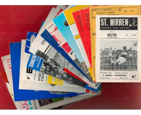 15 x Vintage Official Football Programmes includes Scunthorpe United v Hartlepool 1969 (2 copies), St Mirren v Celtic 1966, C