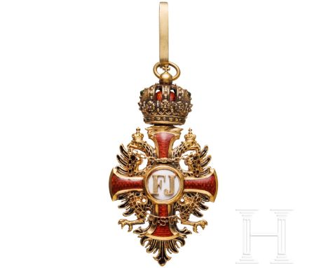Franz-Joseph-Orden - Kommandeurkreuz  In Gold gefertigtes, beidseitig emailliertes Kreuz des Herstellers Gebrüder Resch, im R