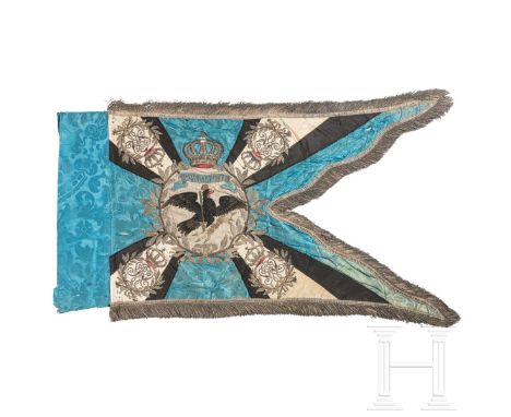 Fahnentuch der Regimentsstandarte des Ulanen-Regiments "Graf zu Dohna" (Ostpreußisches) Nr. 8, um 1900  Mehrlagiges Tuch, meh