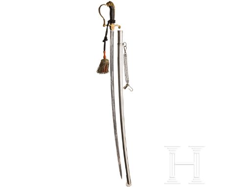 Löwenkopfsäbel M 1912 für Offiziere des Heeres  Leicht gekrümmte Rückenklinge (fleckig, gedunkelt), an der Wurzel der Herstel