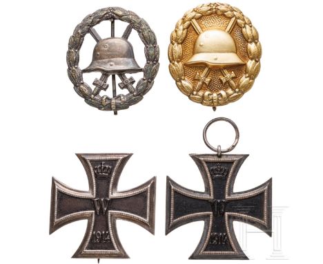 Kleiner Ordensnachlass  Eisernes Kreuz 1914 1. Klasse, flache Ausführung mit geschwärztem Eisenkern in Silberzarge, rs. eine 