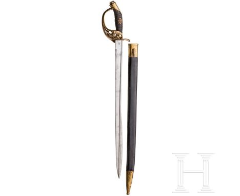 Seitengewehr für Fahnenträger, um 1900  Kräftige Steckrückenklinge mit Schör (vereinzelt leicht fleckig), an der Wurzel gemar