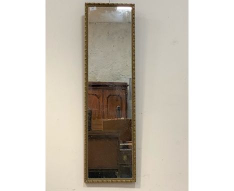 A 20th century gilt composition framed wall hanging mirror, 102cm x 29cm
