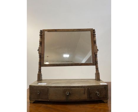 A George III mahogany vanity mirror, fitted with three drawers H49cm, W46cm, D18cm