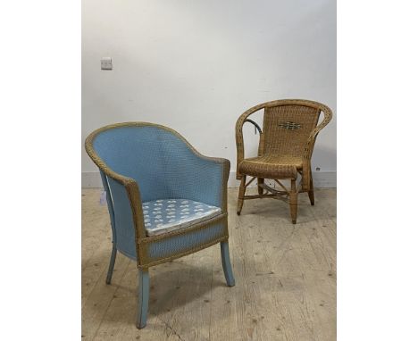 A Vintage rattan conservatory chair, (H77cm) together with a Lloyd loom style commode chair (H77cm)