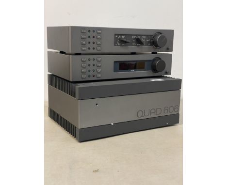 Audio - A Quad 306 power amplifier, lacking power lead, in original box, together with a Quad FM4 stereo tuner, with power le