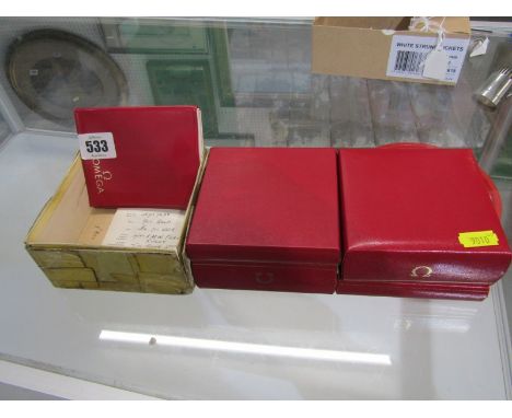 OMEGA WATCH BOXES, 2 vintage Omega watch boxes 