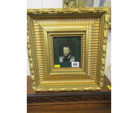 PORTRAIT MINIATURE, oil on metal panel "Portrait of bearded Gentleman" in ornate gilt frame 