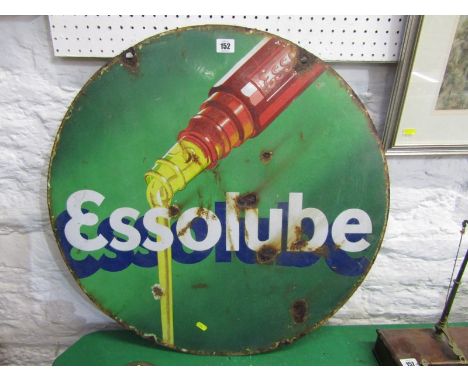 ADVERTISING, circular double sided enamel sign "Esso Lube", 26" diameter 