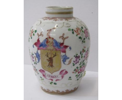 SAMSON ARMORIAL, famille rose tea caddy, 4.25" height 