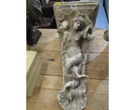 MERMAID BRACKET SHELF, painted plaster bracket shelf (some damage) 23" height 