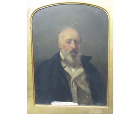 VICTORIAN PORTRAIT, oil on board "Portrait of Bearded Gentleman, possibly Mr Tempest the Photographer", 11.5" x 8.5" 