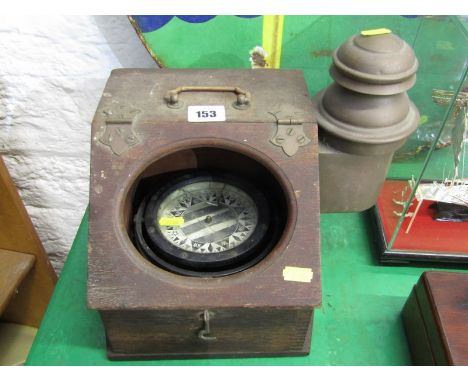 MARITIME, table top gimballed compass with brass candle compartment