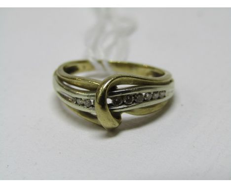 9ct YELLOW GOLD DIAMOND SET HALF ETERNITY STYLE RING, size F 