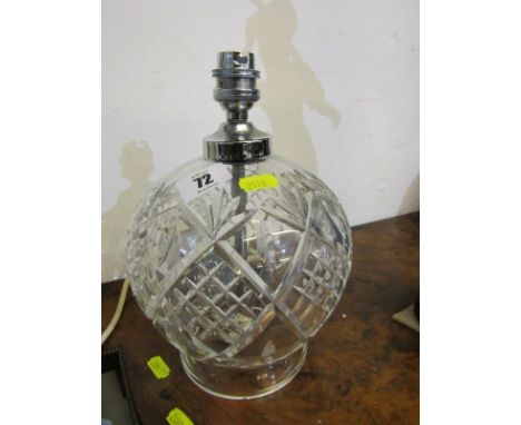 CUT GLASS TABLE LAMP BASE, of spherical design, 9.5" 