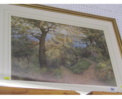 R. DAVIDSON, signed watercolour "Woodland Path", 15" x 23" 