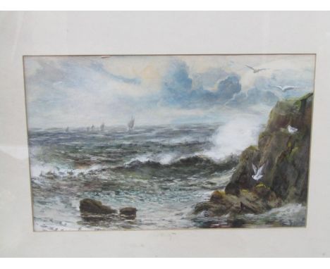 JAMES CHRISTIE, "Bruce" signed watercolour dated 1911, "Stormy Seascape", 8.5" x 13" 