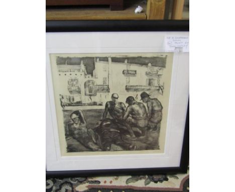 JOHN COPLEY, signed lithograph "On a Southern Shore", 16" x 15" 