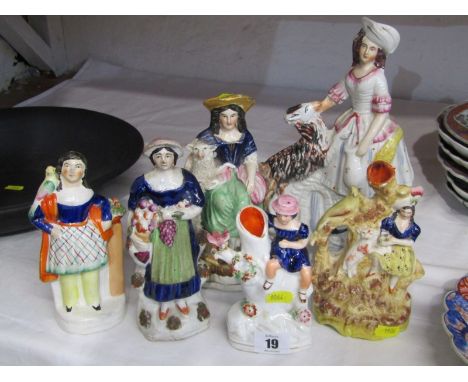 STAFFORDSHIRE POTTERY, collection of 6 Victorian Staffordshire pottery groups, including Harvester with Goat and Shepherdess 